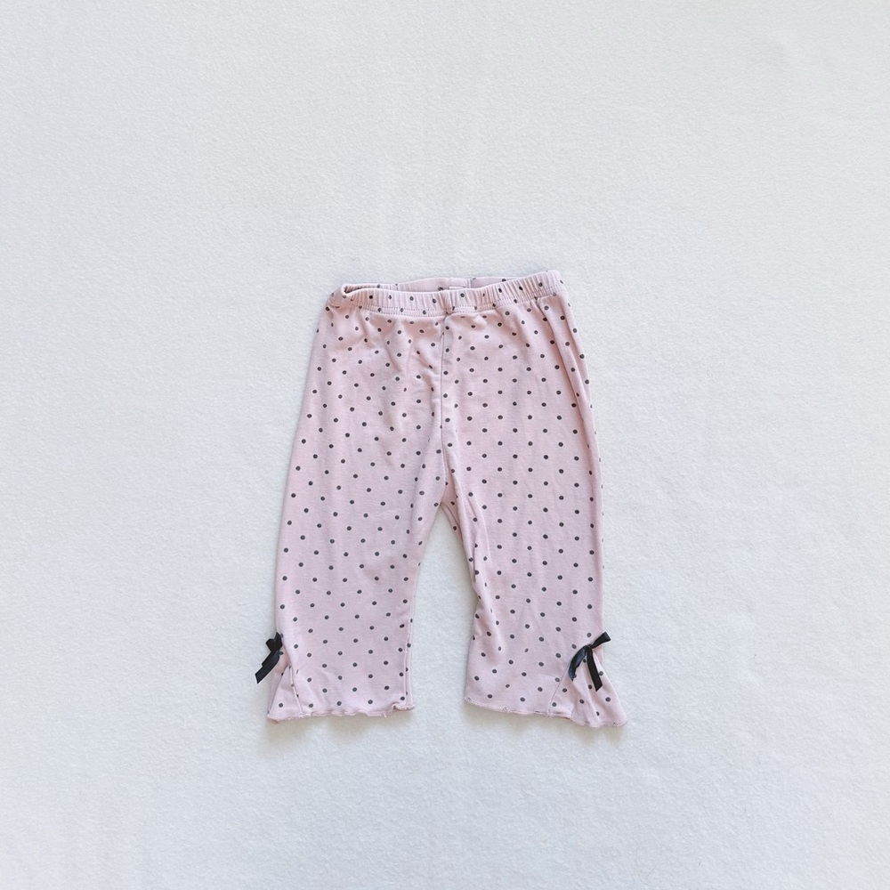 5/$18 Pink Polka Dot Toddler Everyday Leggings Bow Detail Soft Cotton Pants 90